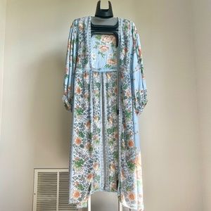 Romantic Gypsy Boho Blue Floral Kimono size 2X